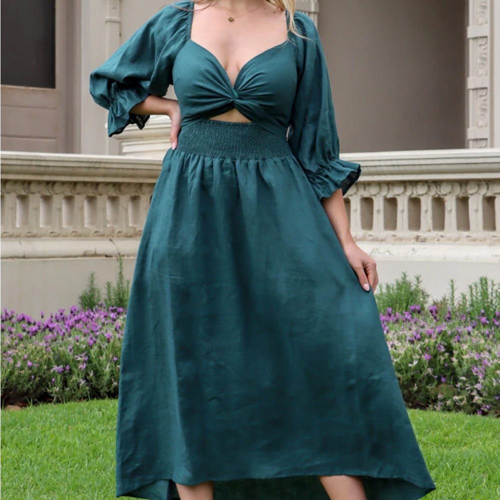 Linen multifunctional cottage-core Aulieude Charlotte  summer wrap dress